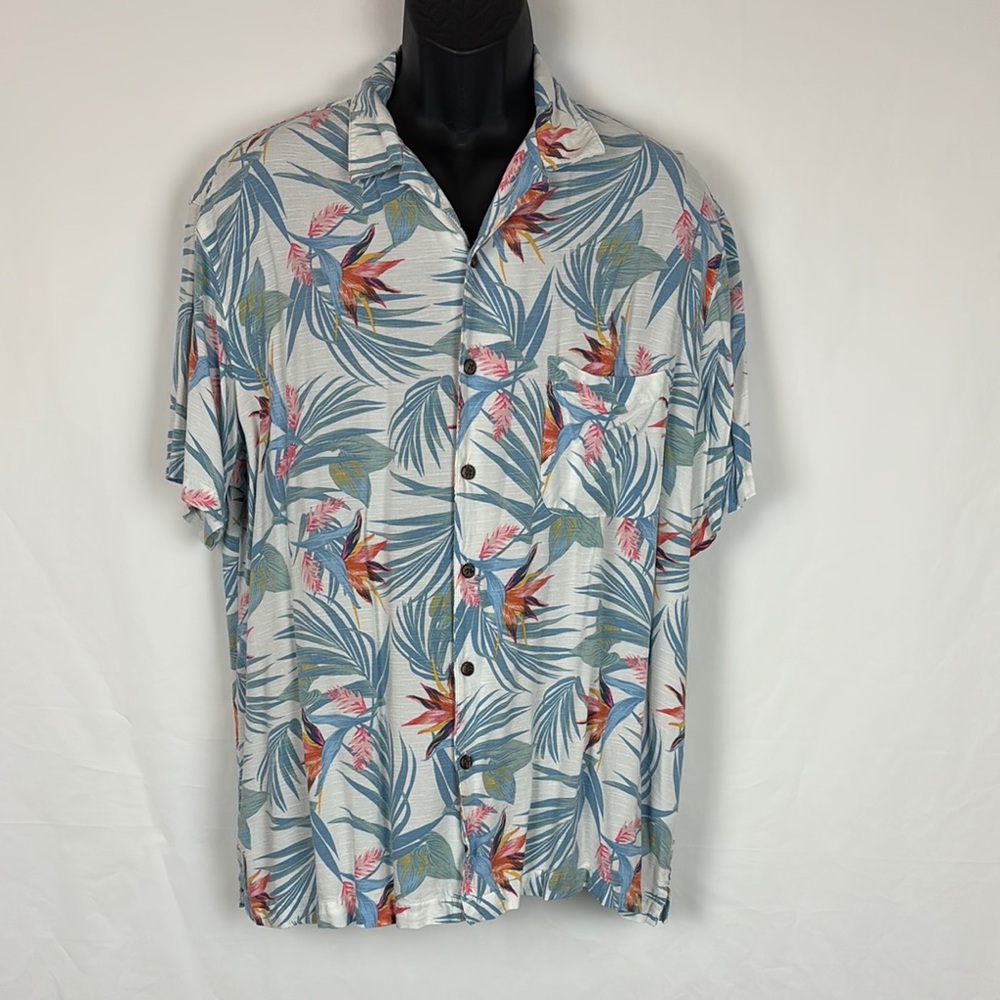 GEORGE Men's loose fit XL 46-48 Aloha Beach Hawaiian Tiki Shirt Island Vacation